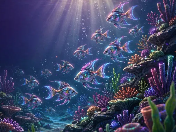 playrupees Colourful fish swimming around an underwater reef