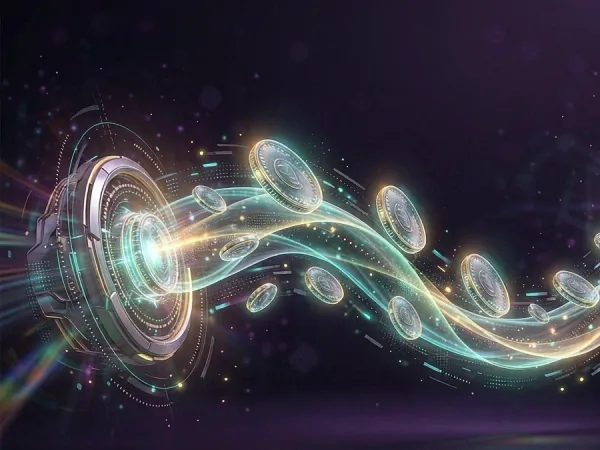 playrupees Glowing rings connected by curved streams of light