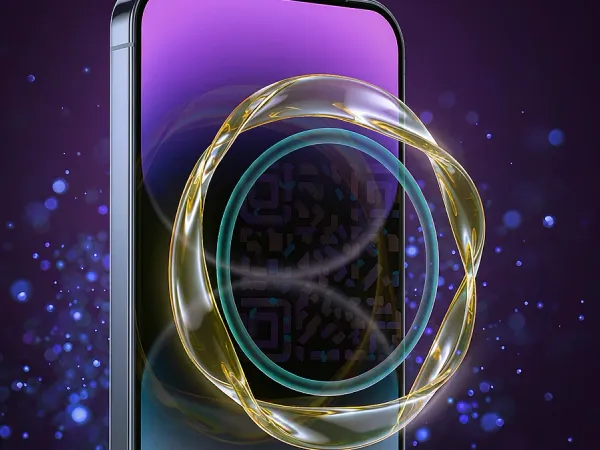 playrupees Smartphone surrounded by translucent circular graphics